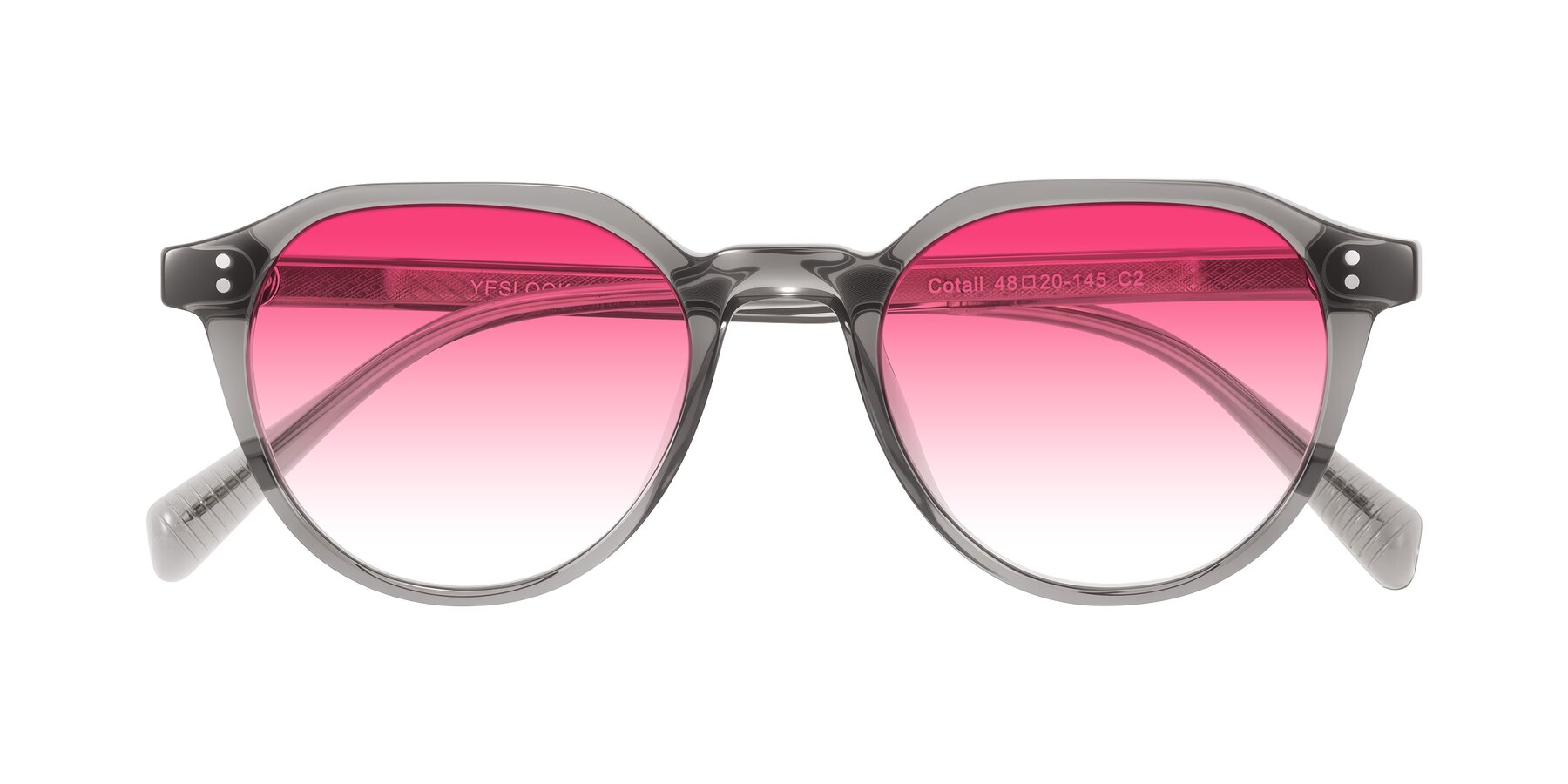 Folded Front of Cotaii in Gray with Pink Gradient Lenses