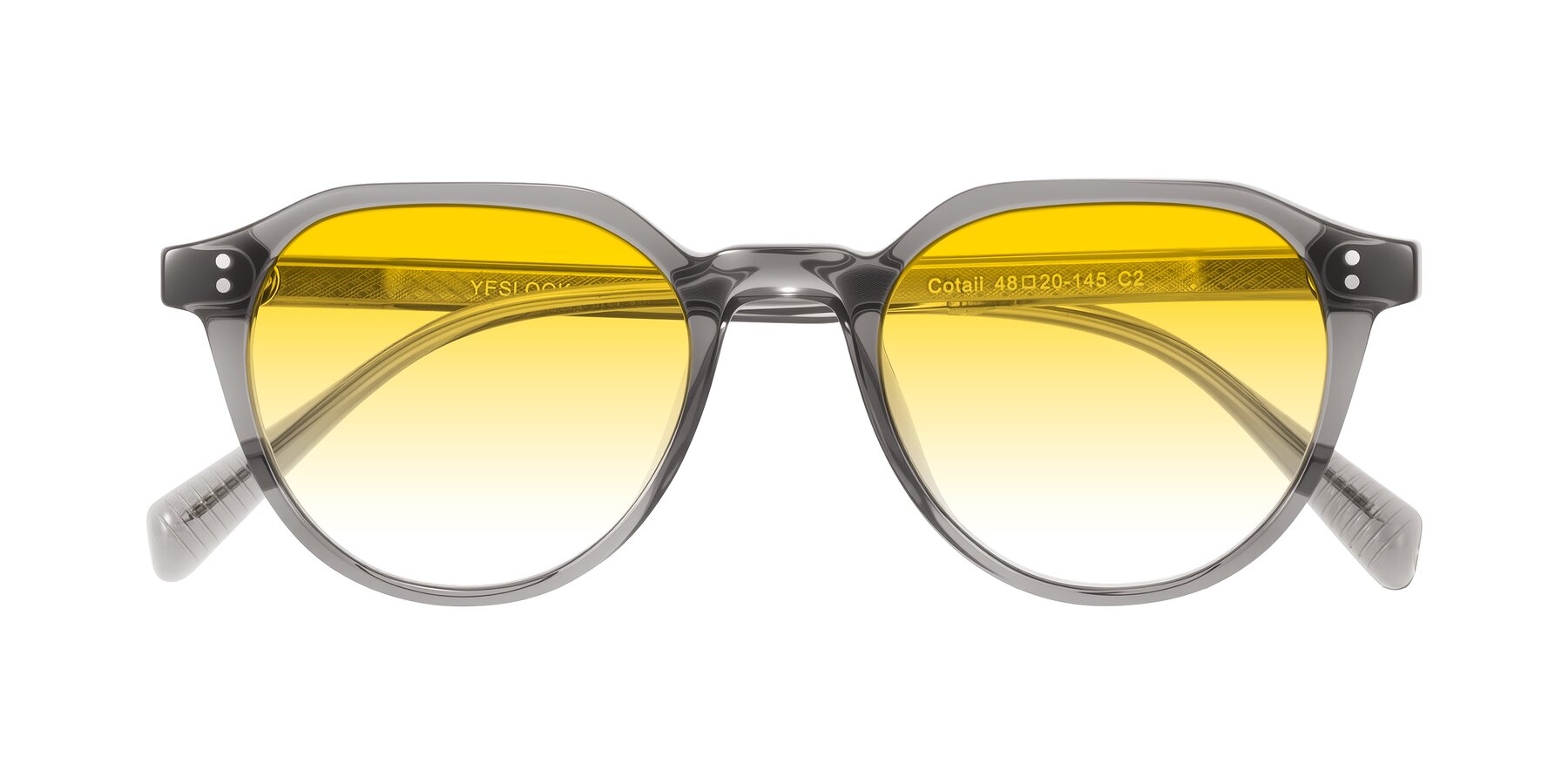 Folded Front of Cotaii in Gray with Yellow Gradient Lenses