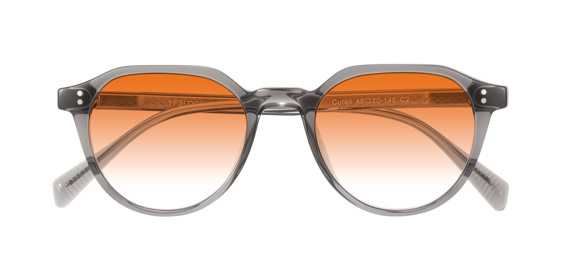 Folded Front of Cotaii in Gray with Orange Gradient Lenses