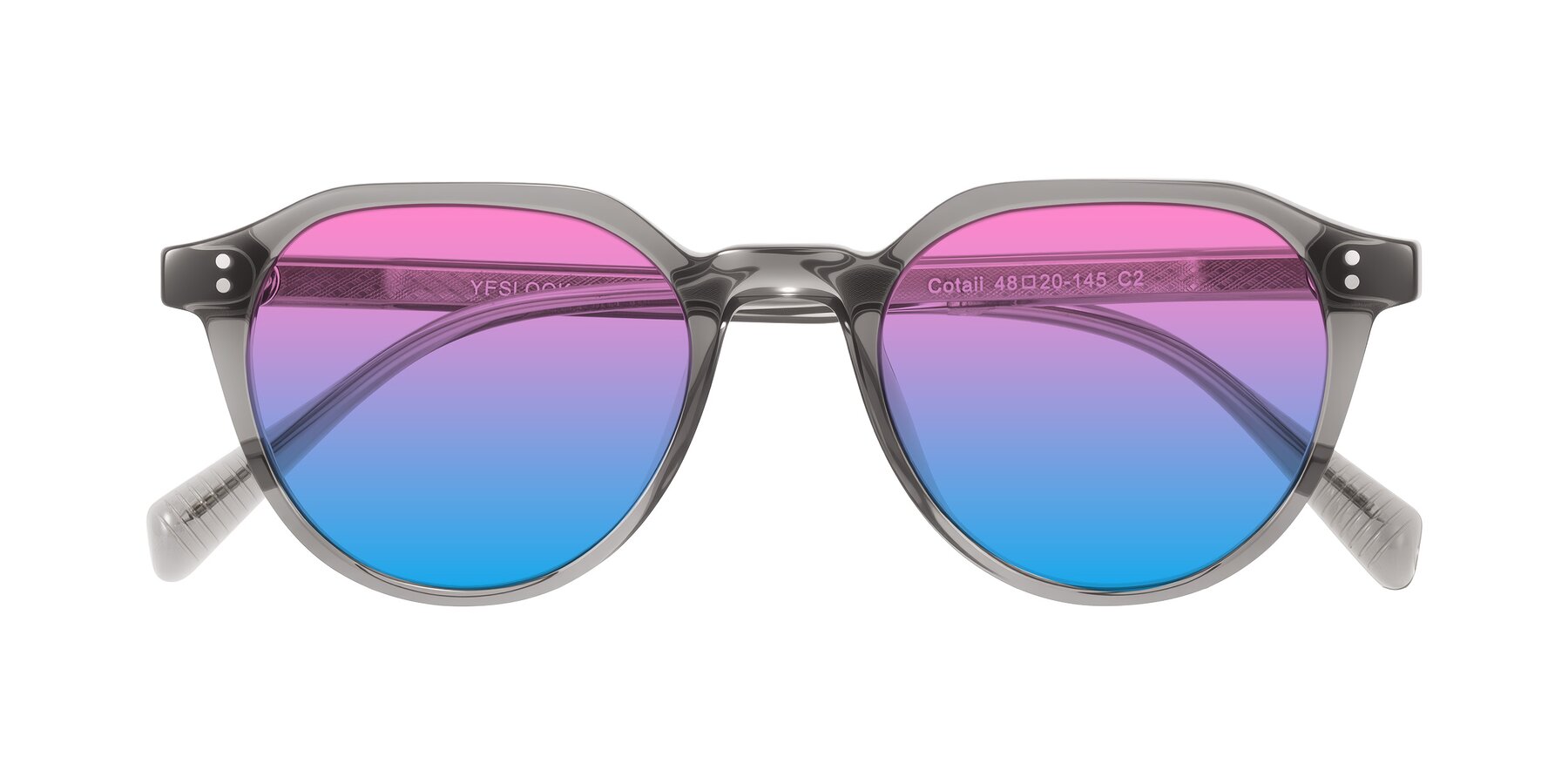 Folded Front of Cotaii in Gray with Pink / Blue Gradient Lenses