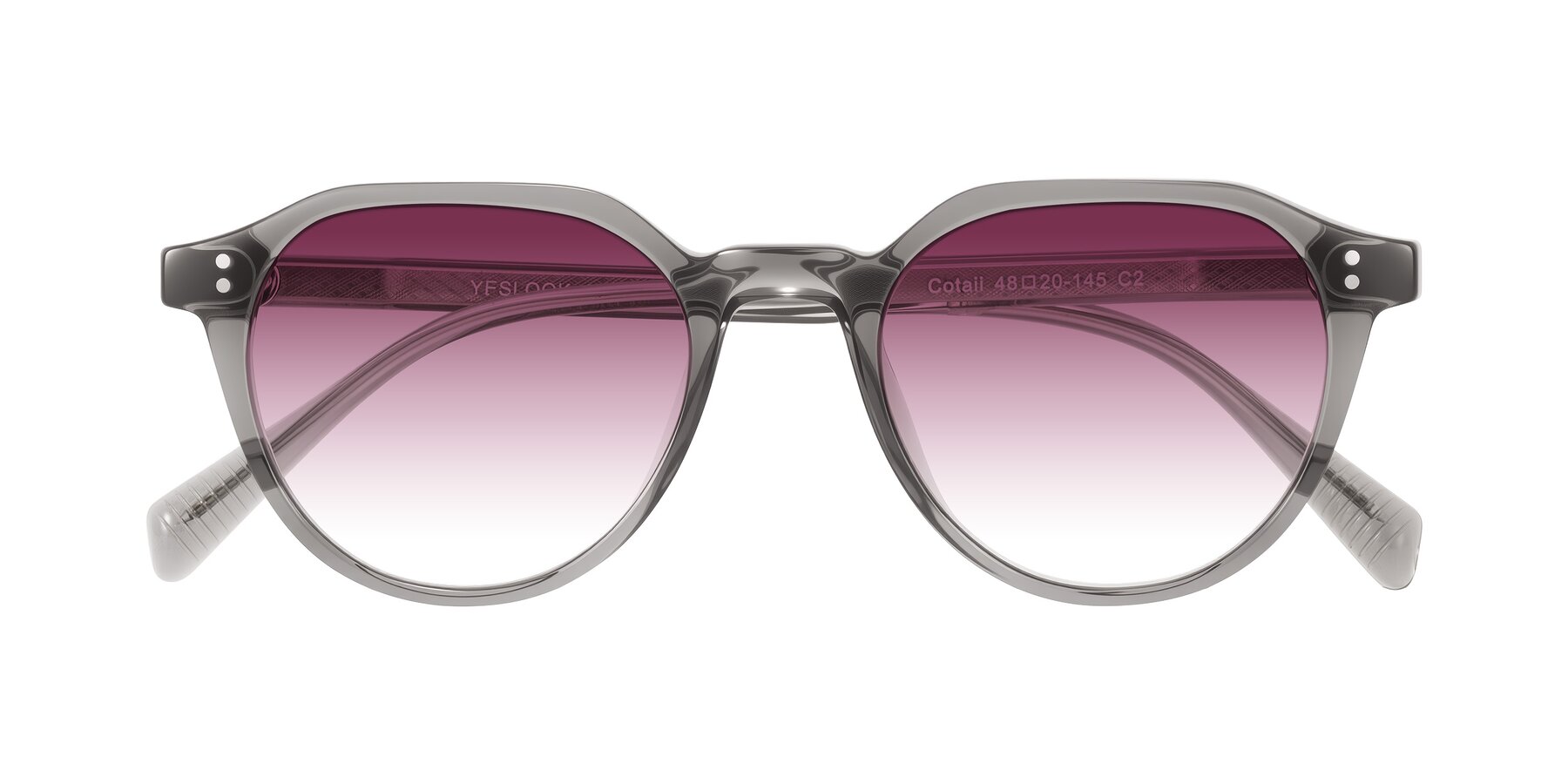 Folded Front of Cotaii in Gray with Wine Gradient Lenses