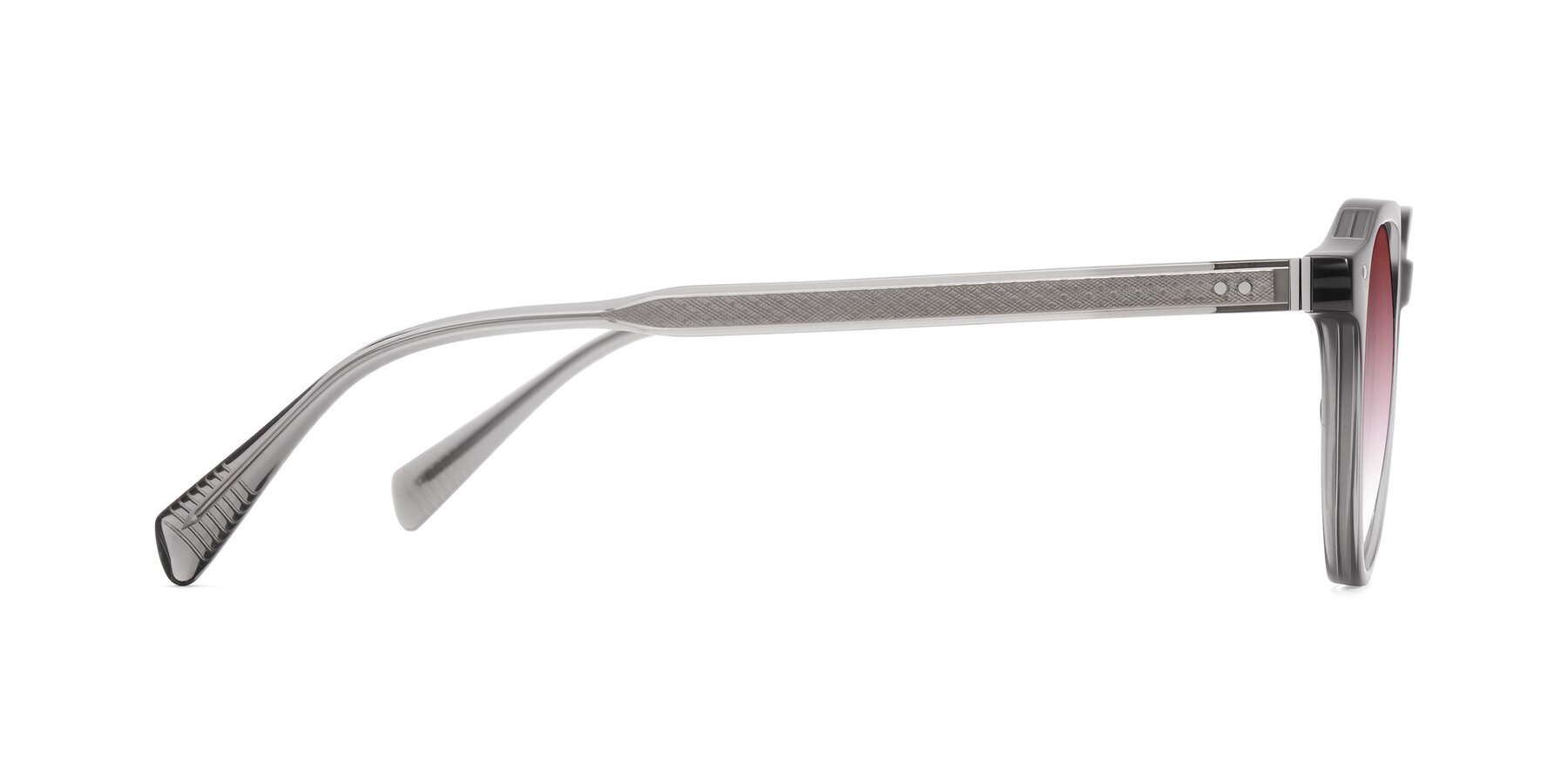 Side of Cotaii in Gray with Garnet Gradient Lenses