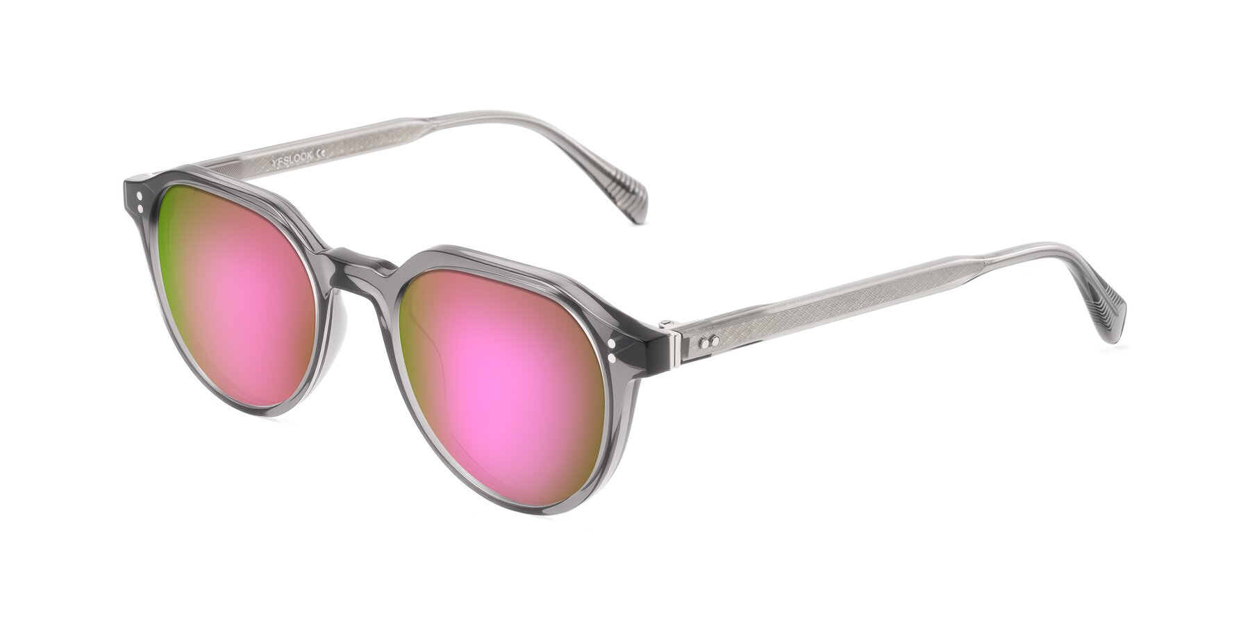 Angle of Cotaii in Gray with Pink Mirrored Lenses