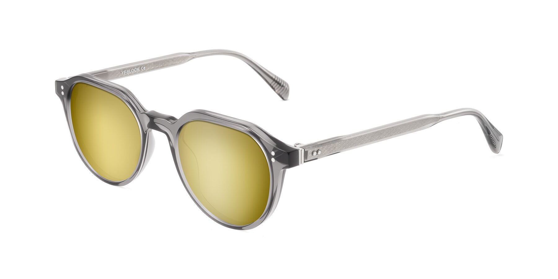Angle of Cotaii in Gray with Gold Mirrored Lenses