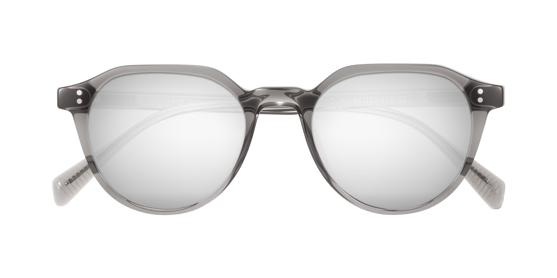 Folded Front of Cotaii in Gray with Silver Mirrored Lenses