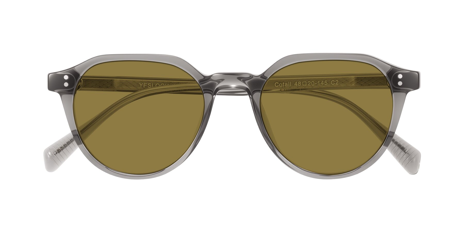 Folded Front of Cotaii in Gray with Brown Polarized Lenses