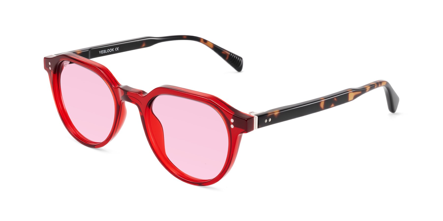 Angle of Cotaii in Wine/Tortoise with Light Pink Tinted Lenses