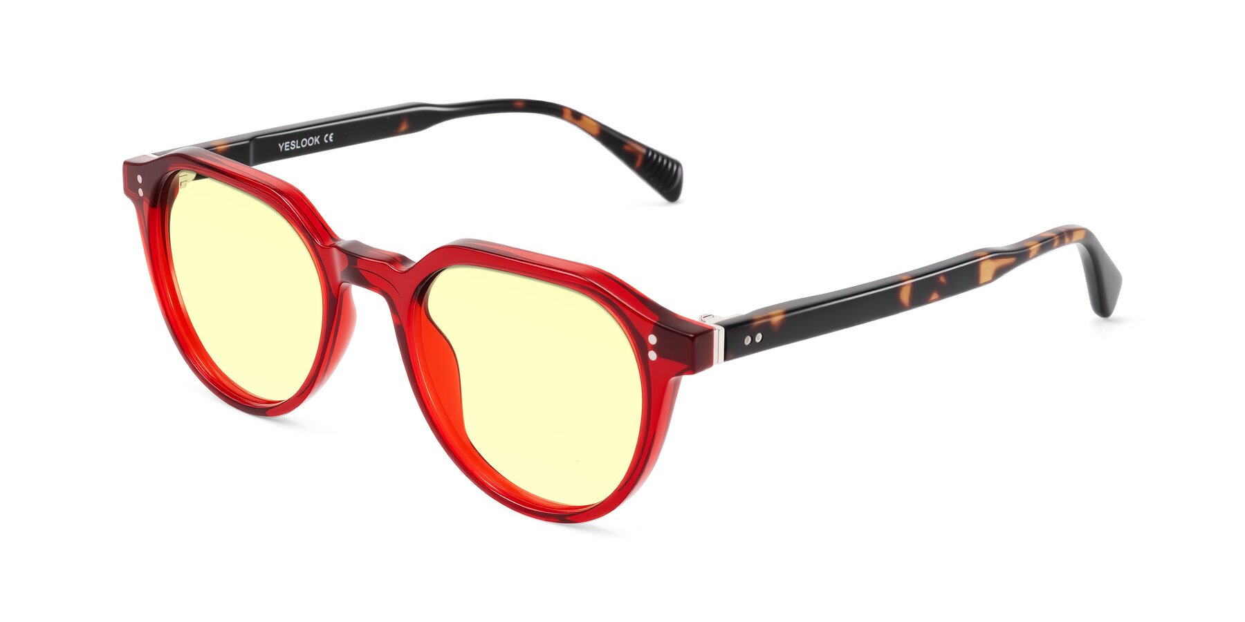 Angle of Cotaii in Wine/Tortoise with Light Yellow Tinted Lenses