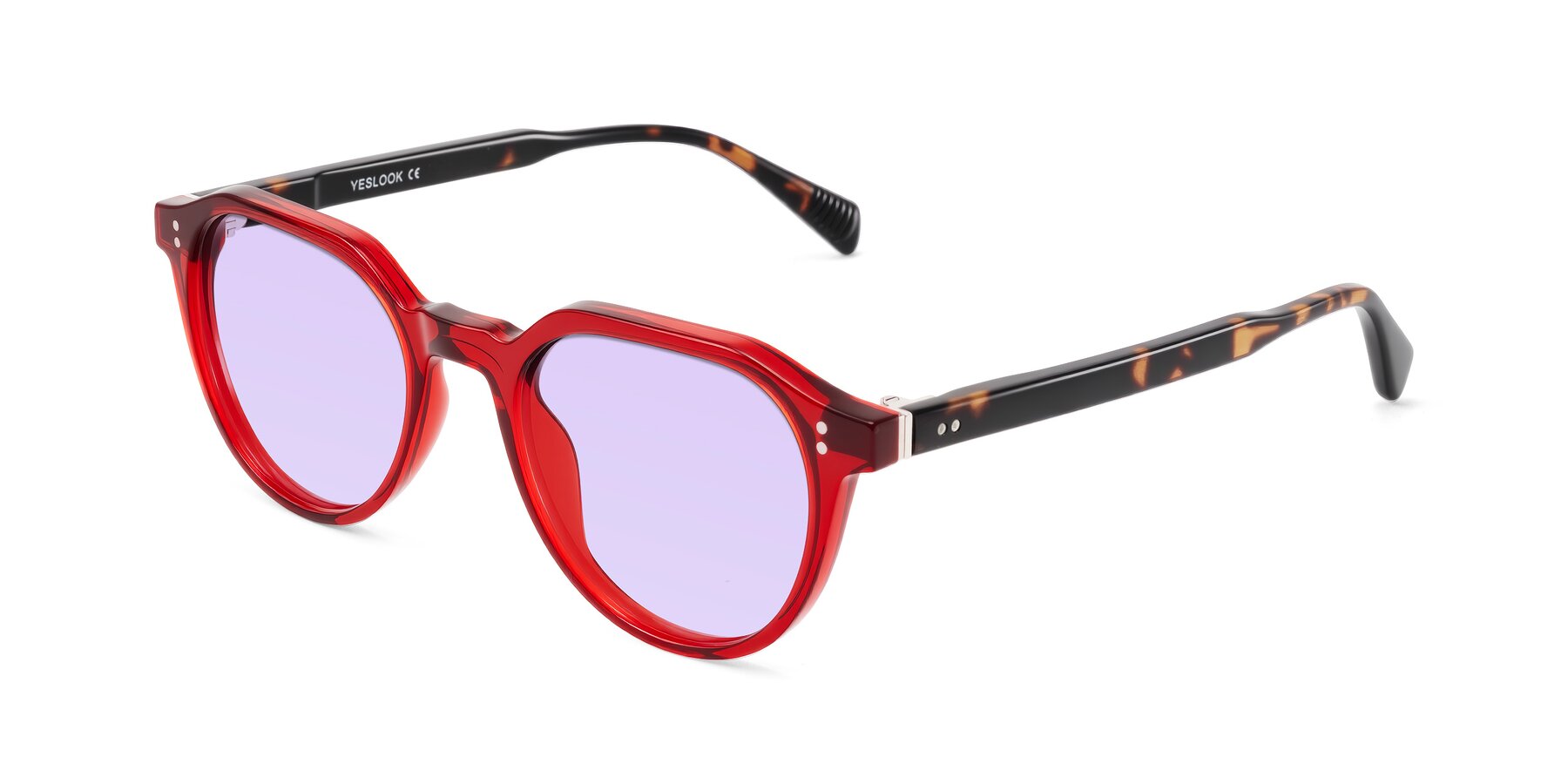 Angle of Cotaii in Wine/Tortoise with Light Purple Tinted Lenses