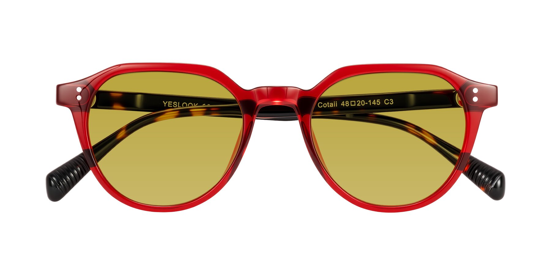 Folded Front of Cotaii in Wine/Tortoise with Champagne Tinted Lenses