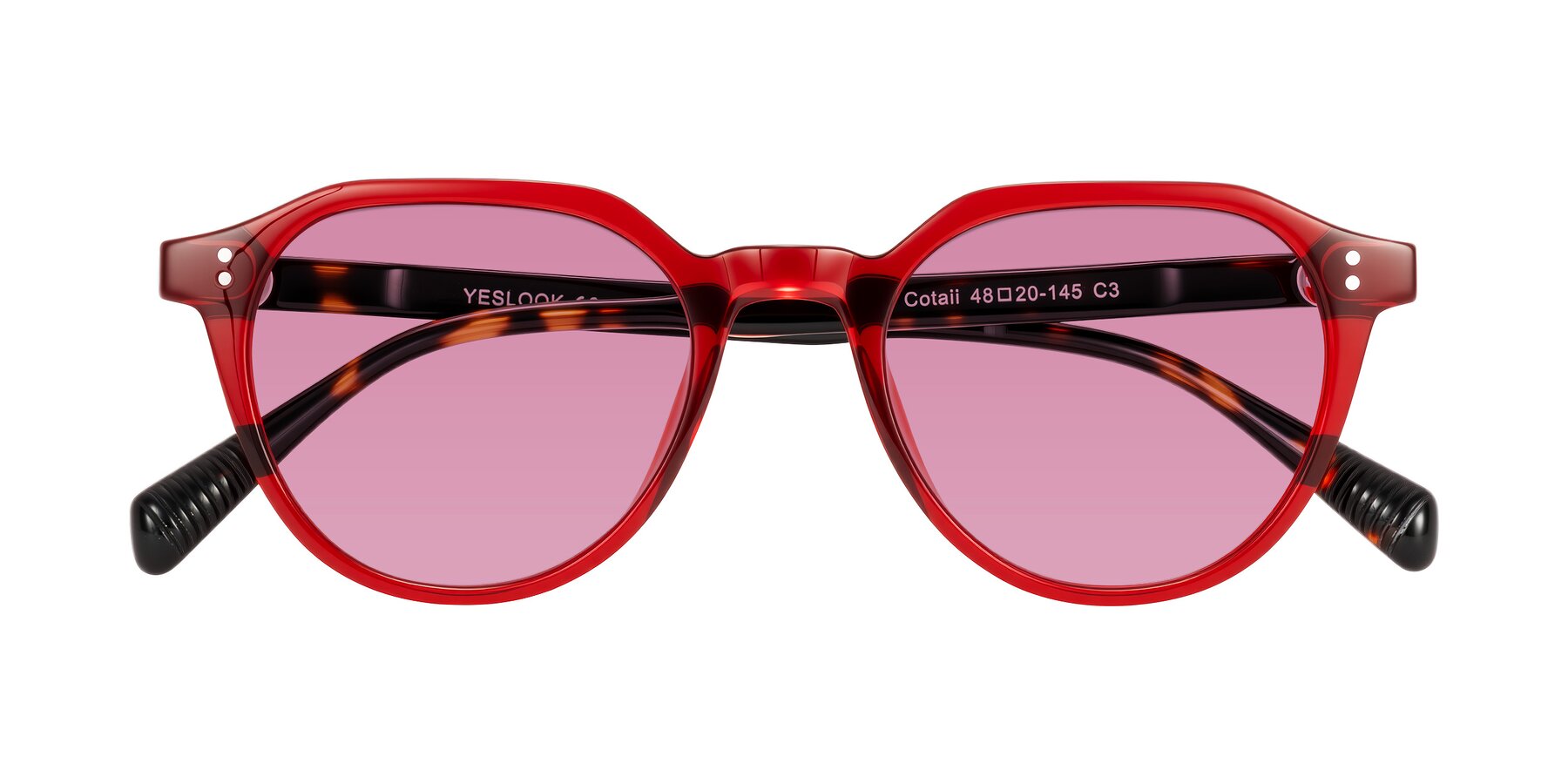 Folded Front of Cotaii in Wine/Tortoise with Medium Wine Tinted Lenses