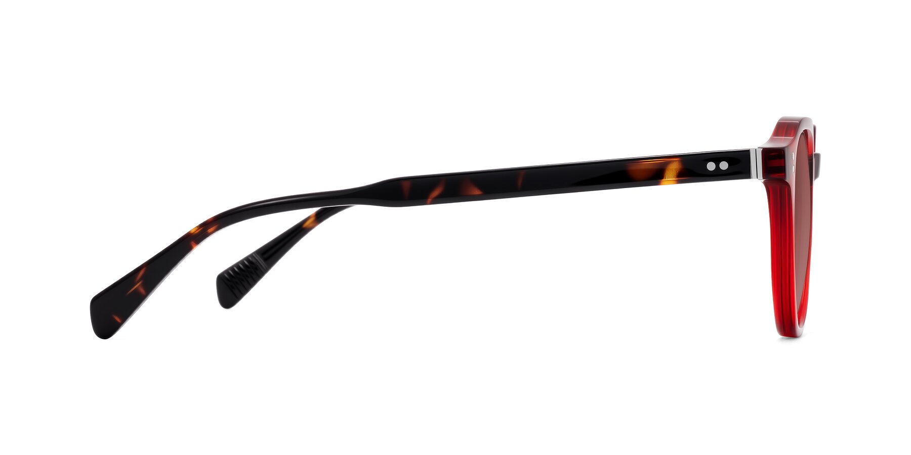 Side of Cotaii in Wine/Tortoise with Garnet Tinted Lenses