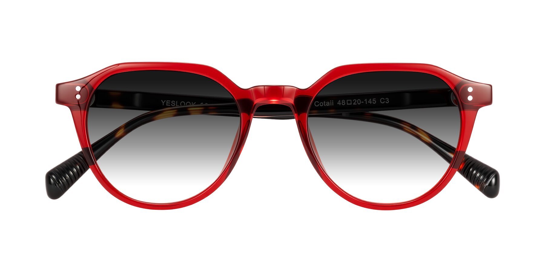 Folded Front of Cotaii in Wine/Tortoise with Gray Gradient Lenses
