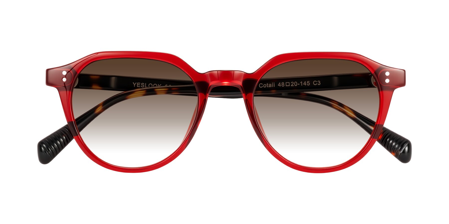 Folded Front of Cotaii in Wine/Tortoise with Brown Gradient Lenses