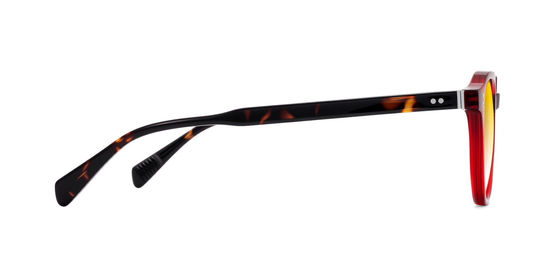 Side of Cotaii in Wine/Tortoise with Yellow Gradient Lenses