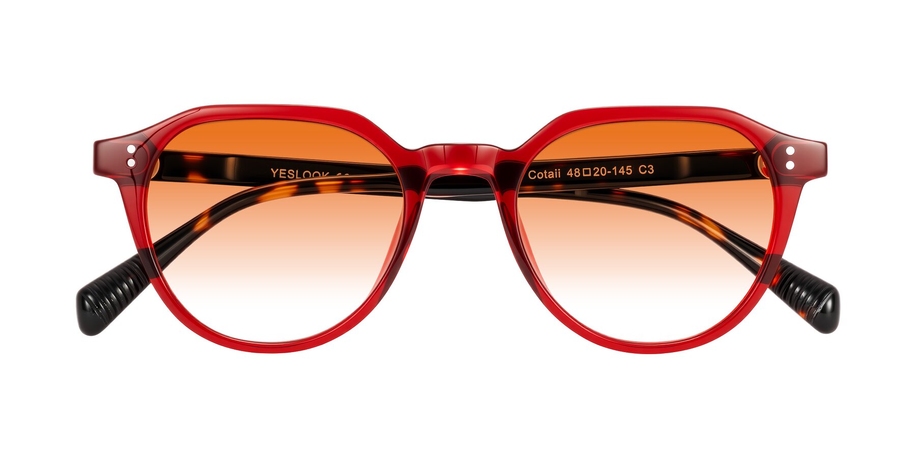 Folded Front of Cotaii in Wine/Tortoise with Orange Gradient Lenses