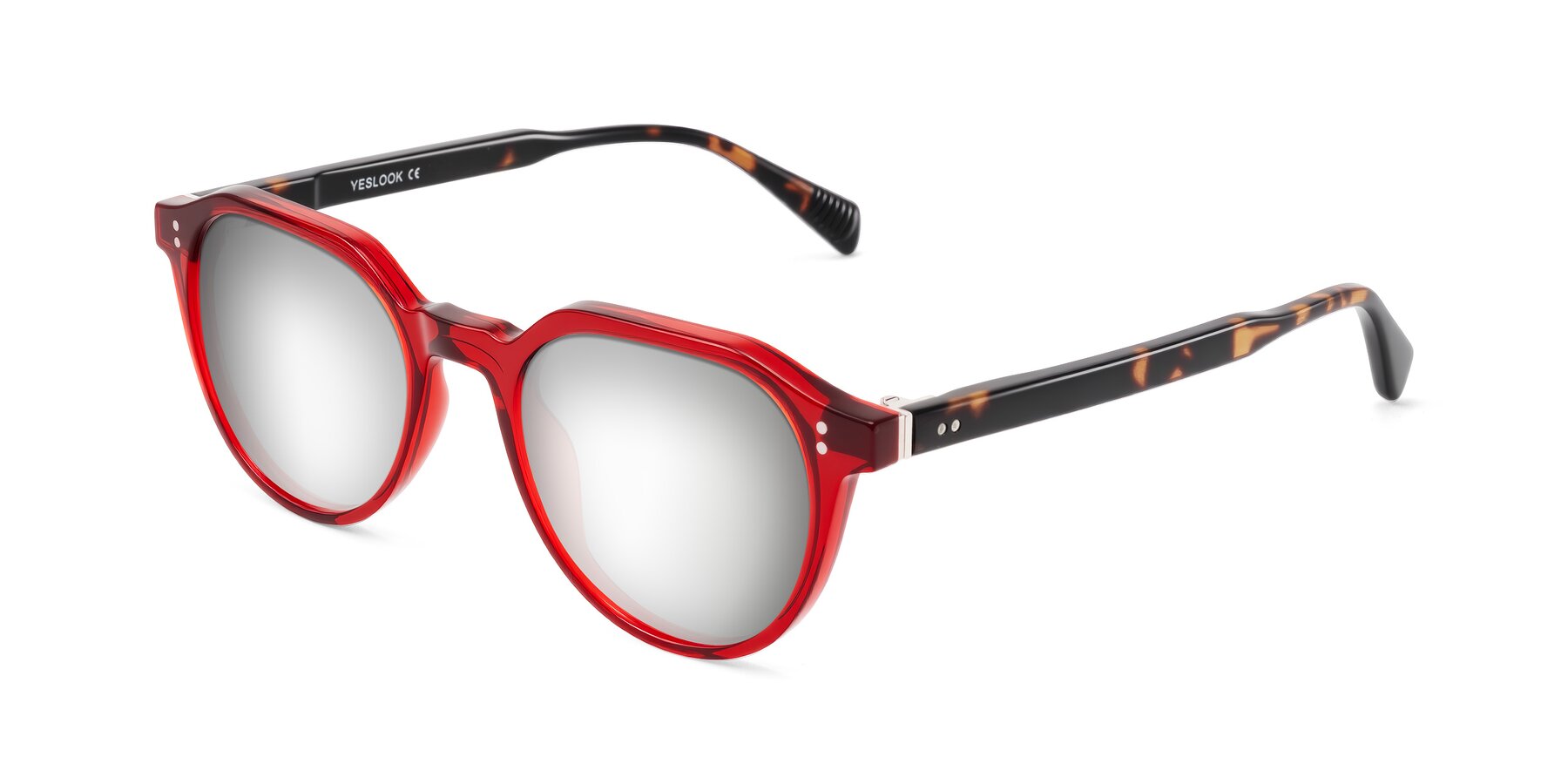 Angle of Cotaii in Wine/Tortoise with Silver Mirrored Lenses