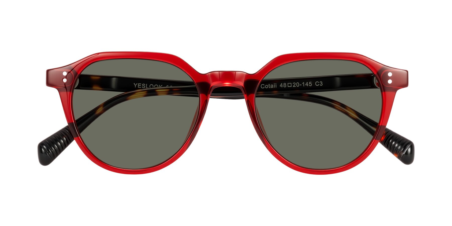 Folded Front of Cotaii in Wine/Tortoise with Gray Polarized Lenses