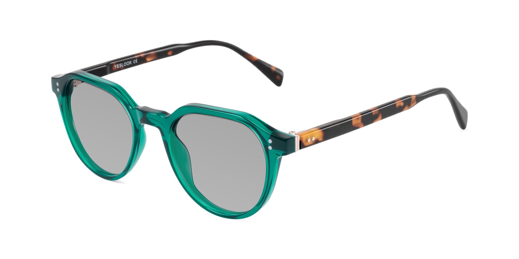 Angle of Cotaii in Emerald/Tortoise with Light Gray Tinted Lenses