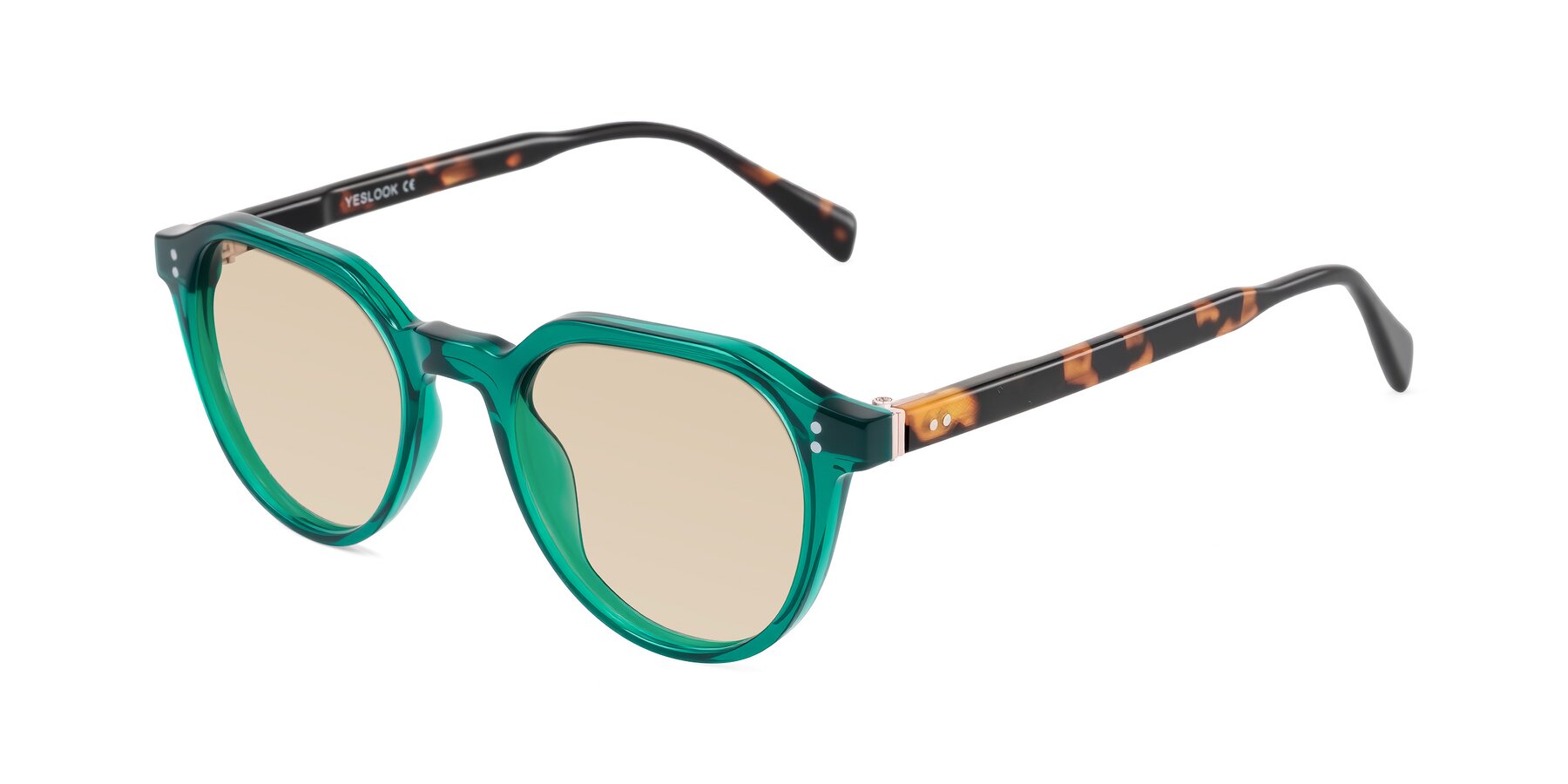 Angle of Cotaii in Emerald/Tortoise with Light Brown Tinted Lenses