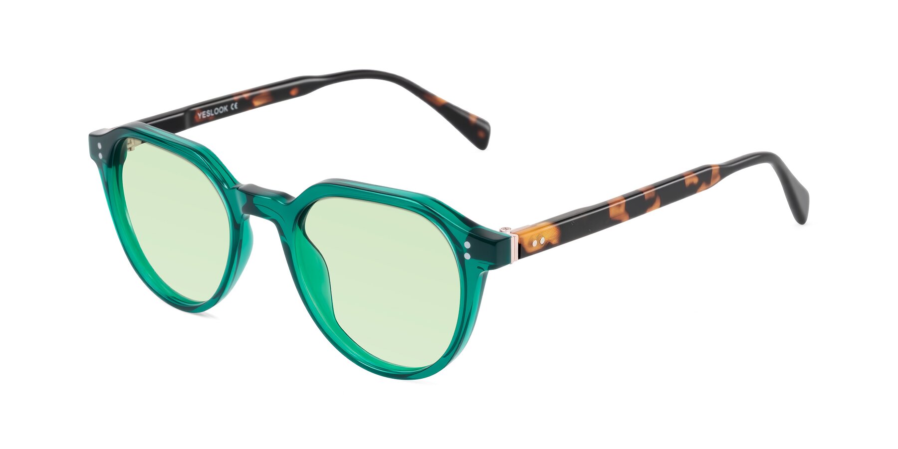 Angle of Cotaii in Emerald/Tortoise with Light Green Tinted Lenses