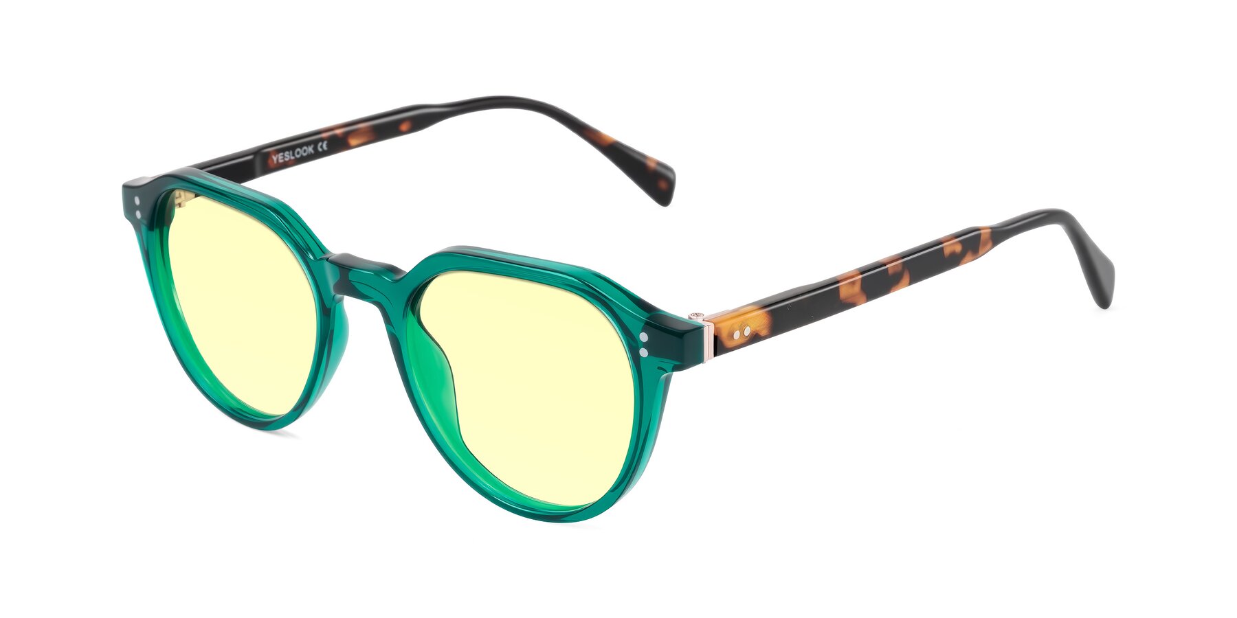 Angle of Cotaii in Emerald/Tortoise with Light Yellow Tinted Lenses