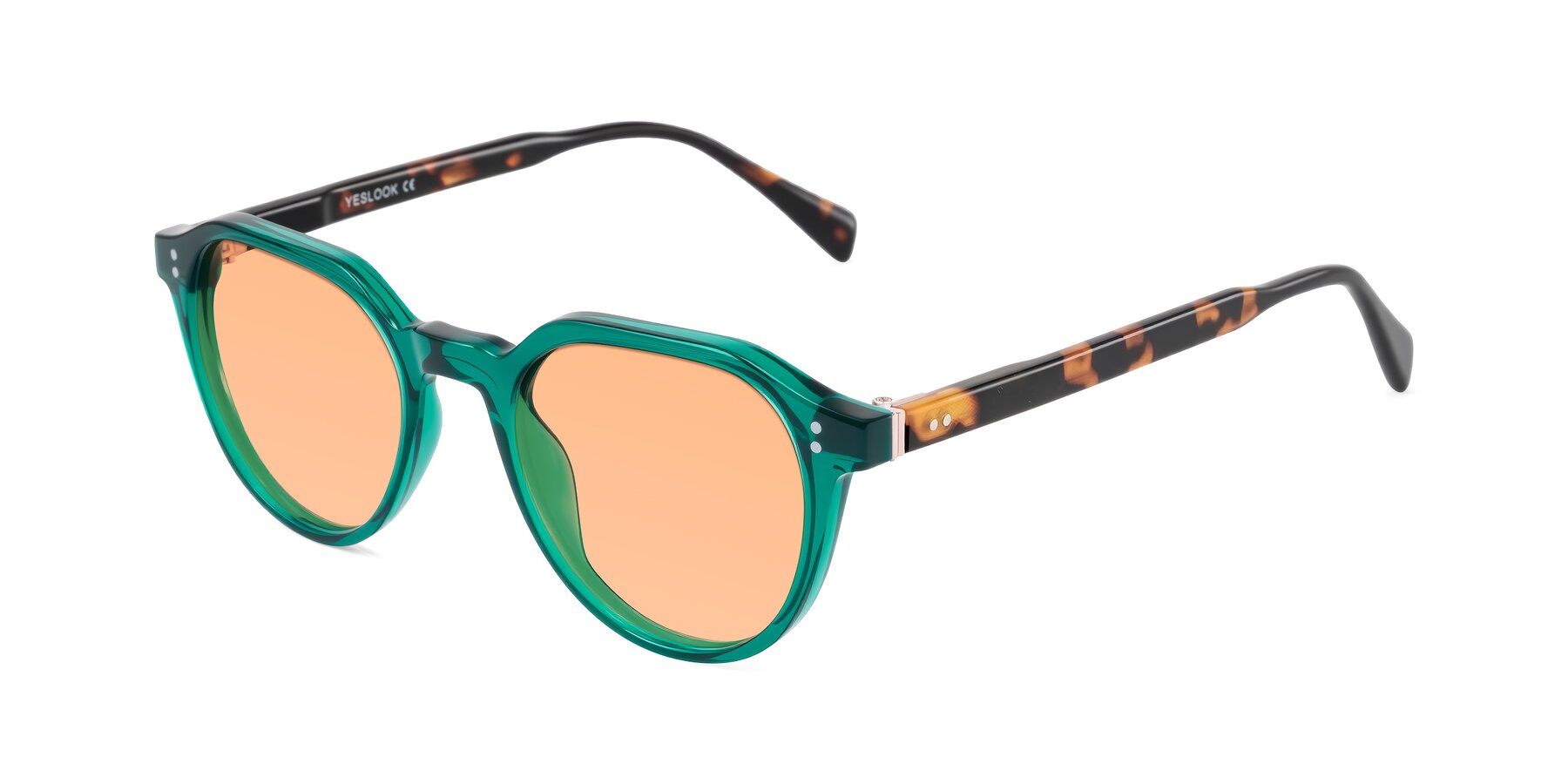 Angle of Cotaii in Emerald/Tortoise with Light Orange Tinted Lenses