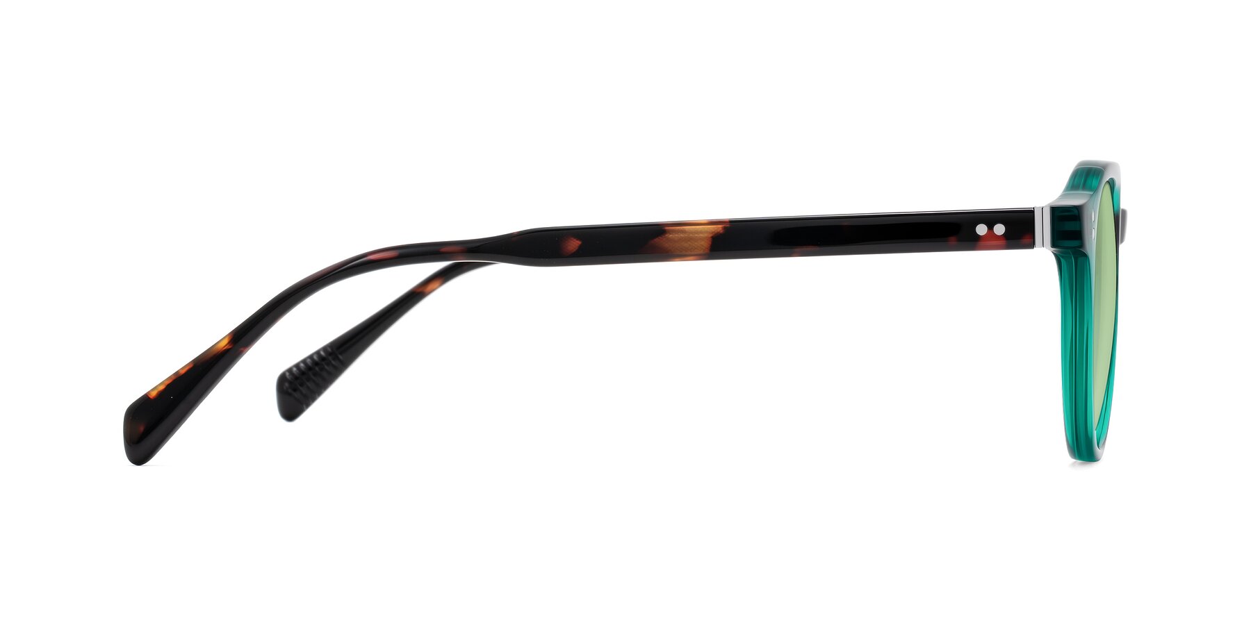 Side of Cotaii in Emerald/Tortoise with Medium Green Tinted Lenses