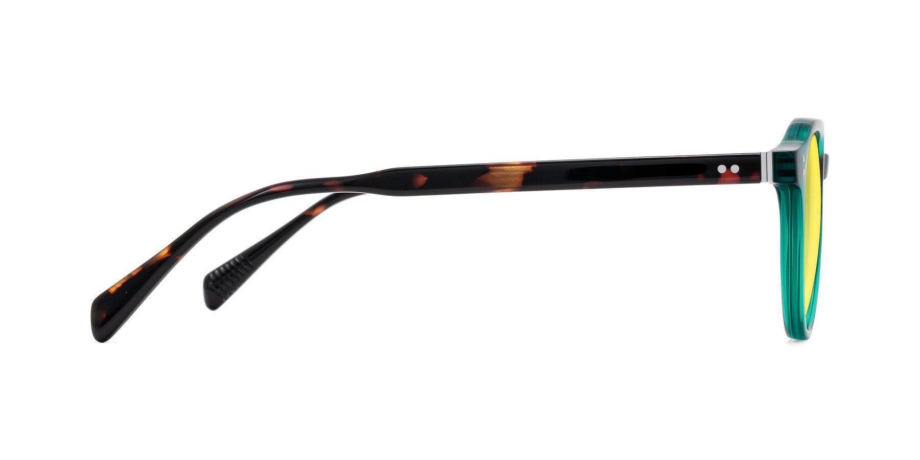 Side of Cotaii in Emerald/Tortoise with Medium Yellow Tinted Lenses