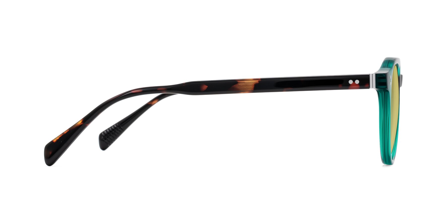 Side of Cotaii in Emerald/Tortoise with Medium Champagne Tinted Lenses