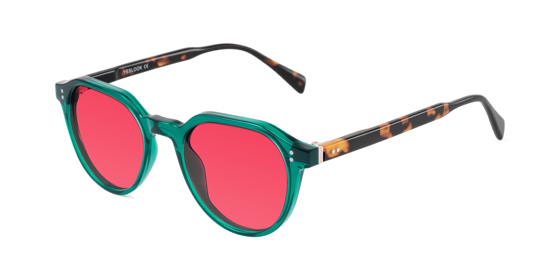 Angle of Cotaii in Emerald/Tortoise with Red Tinted Lenses