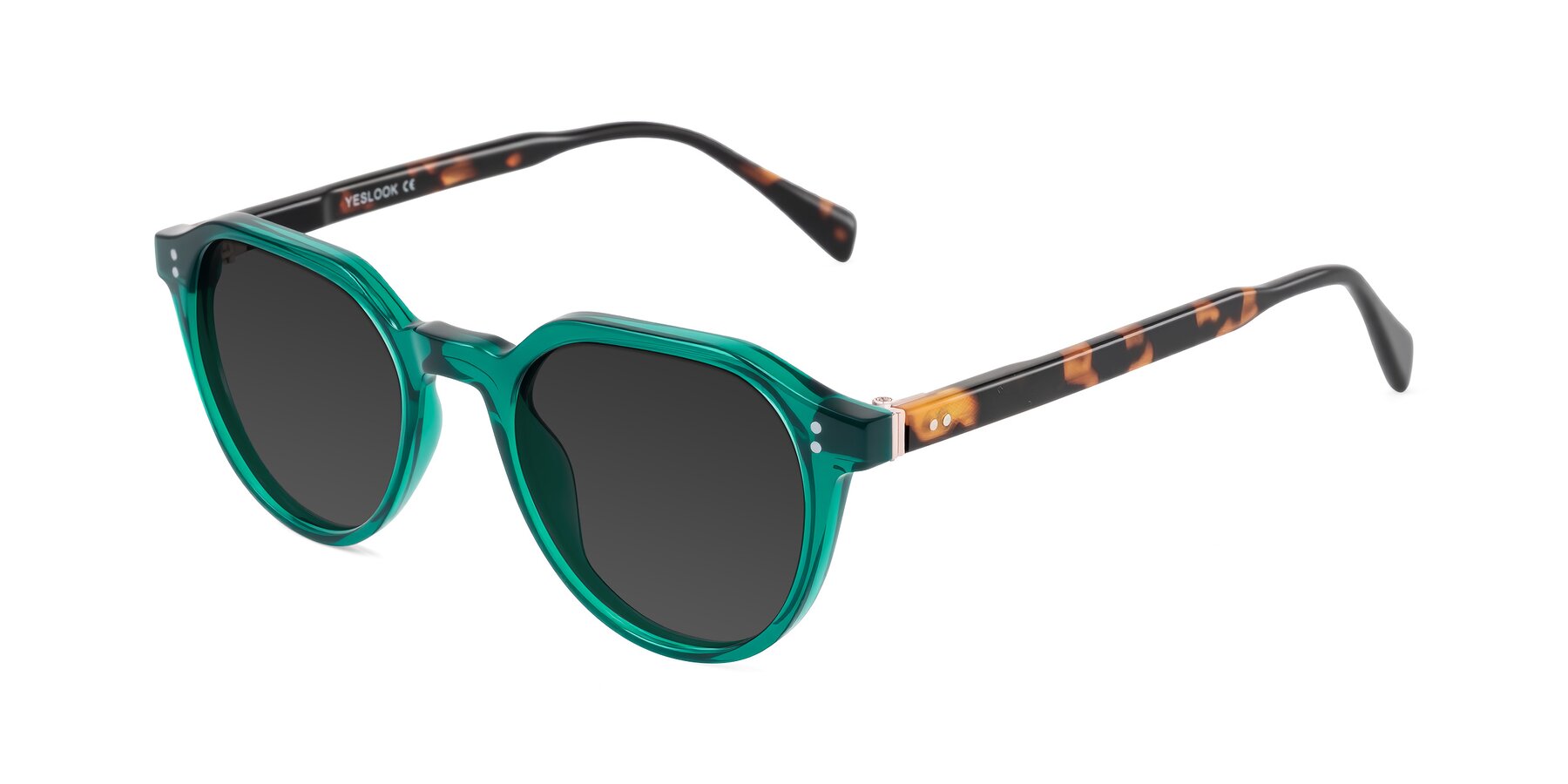 Angle of Cotaii in Emerald/Tortoise with Gray Tinted Lenses
