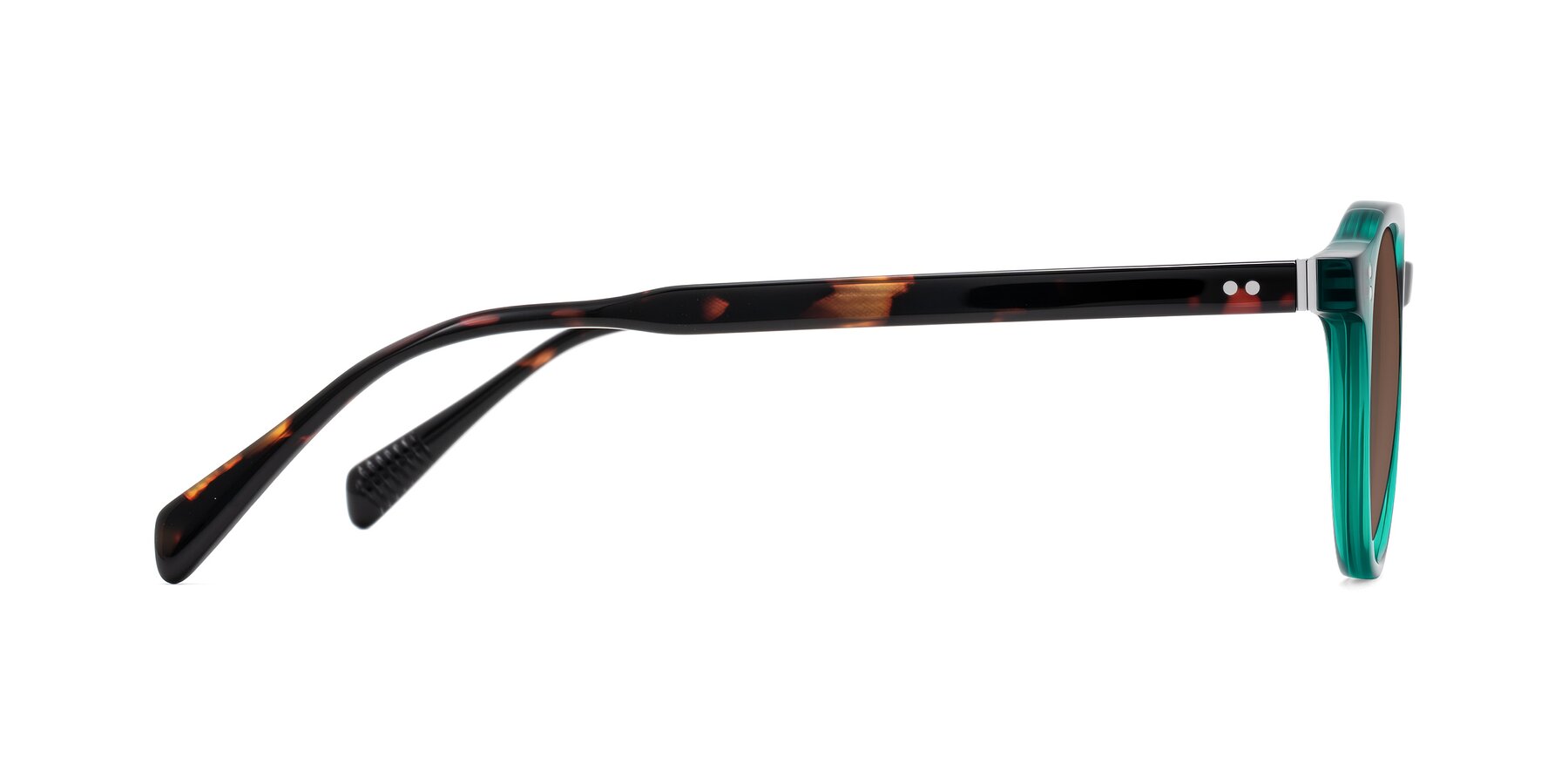 Side of Cotaii in Emerald/Tortoise with Brown Tinted Lenses