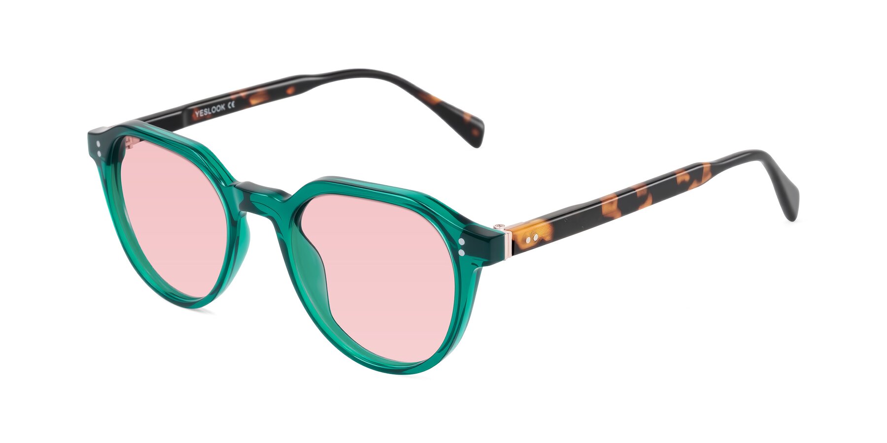 Angle of Cotaii in Emerald/Tortoise with Light Garnet Tinted Lenses
