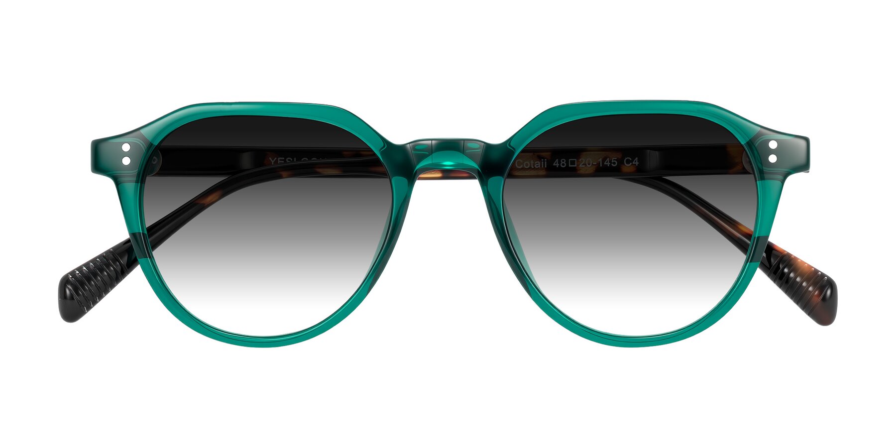 Folded Front of Cotaii in Emerald/Tortoise with Gray Gradient Lenses