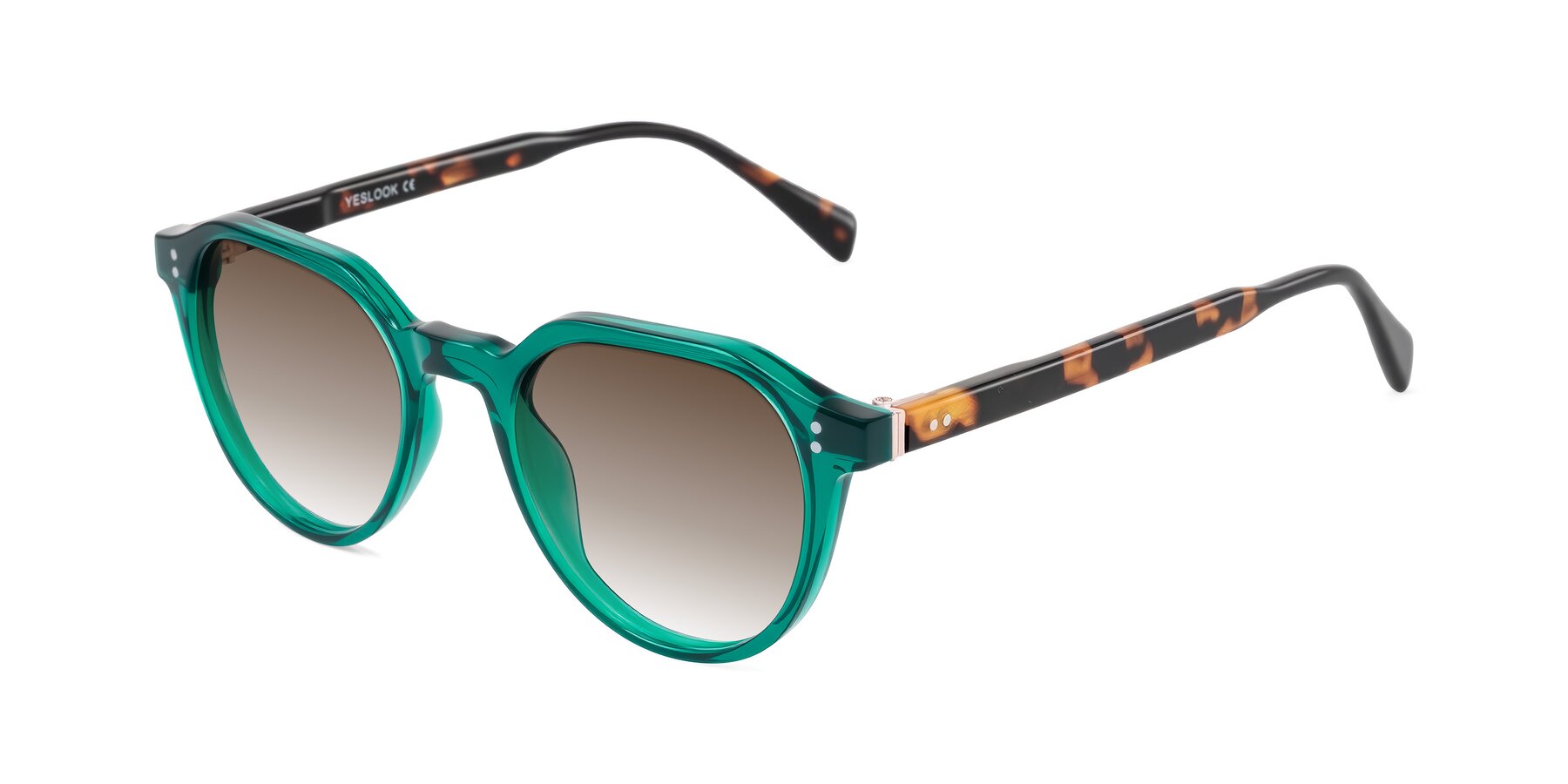 Angle of Cotaii in Emerald/Tortoise with Brown Gradient Lenses