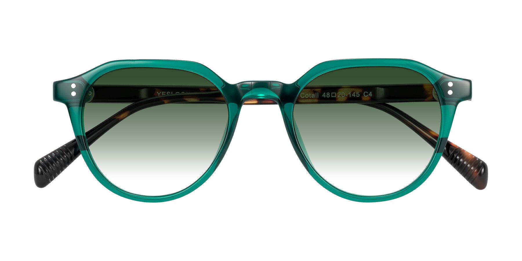 Folded Front of Cotaii in Emerald/Tortoise with Green Gradient Lenses