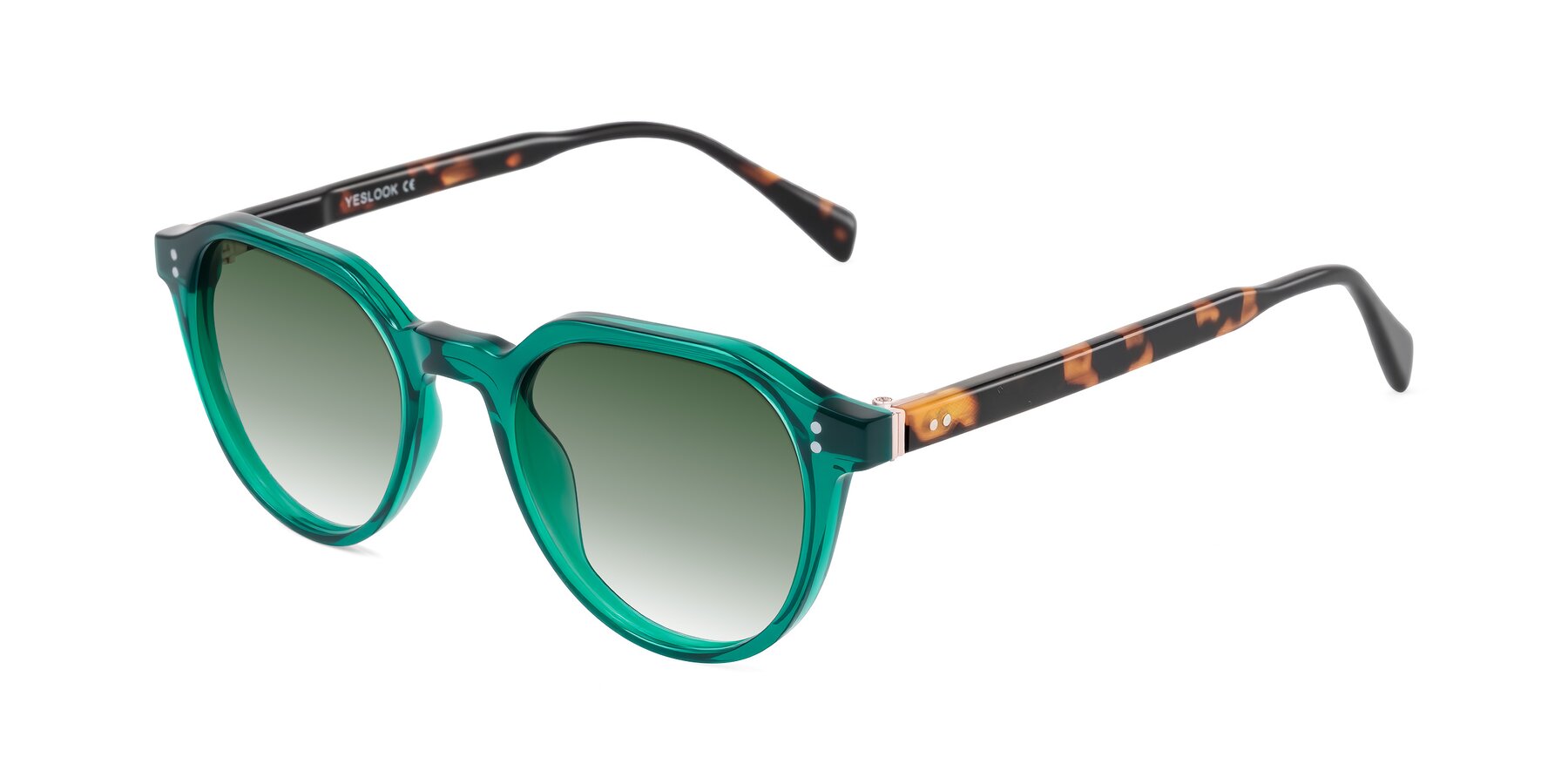 Angle of Cotaii in Emerald/Tortoise with Green Gradient Lenses