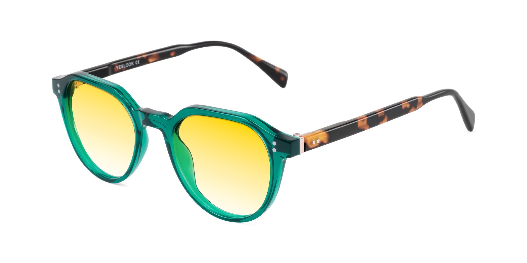 Angle of Cotaii in Emerald/Tortoise with Yellow Gradient Lenses