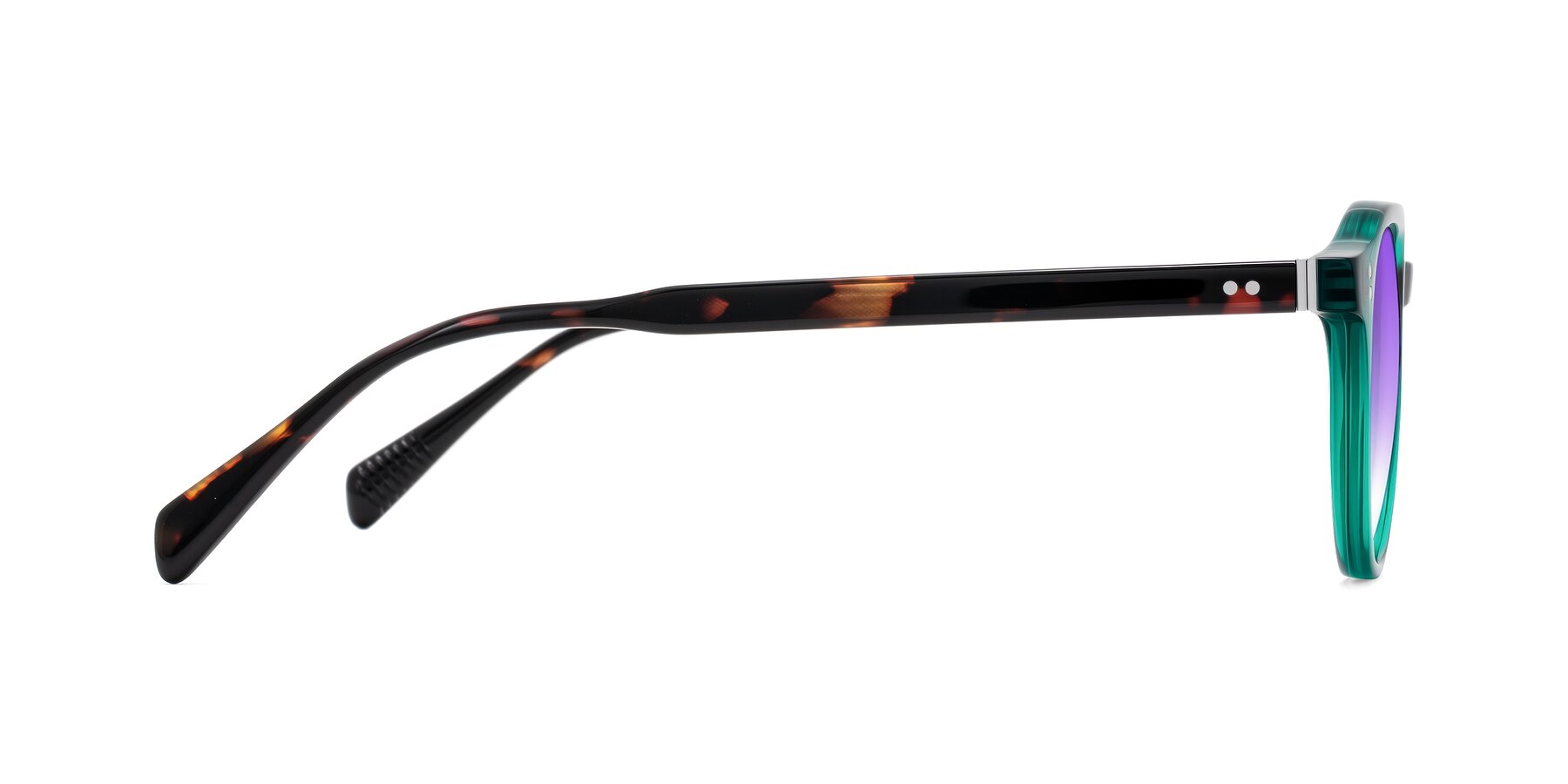 Side of Cotaii in Emerald/Tortoise with Purple Gradient Lenses