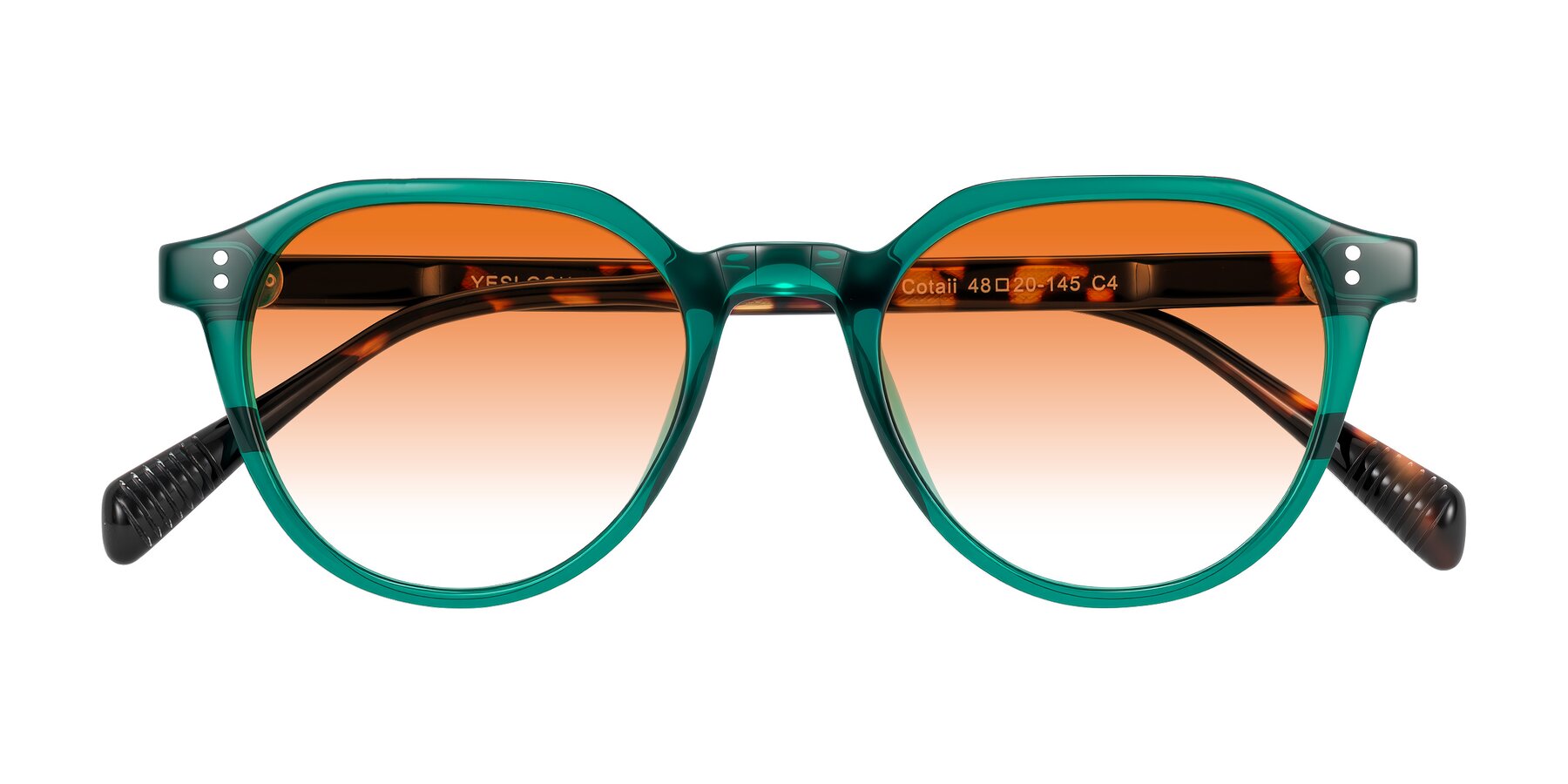 Folded Front of Cotaii in Emerald/Tortoise with Orange Gradient Lenses