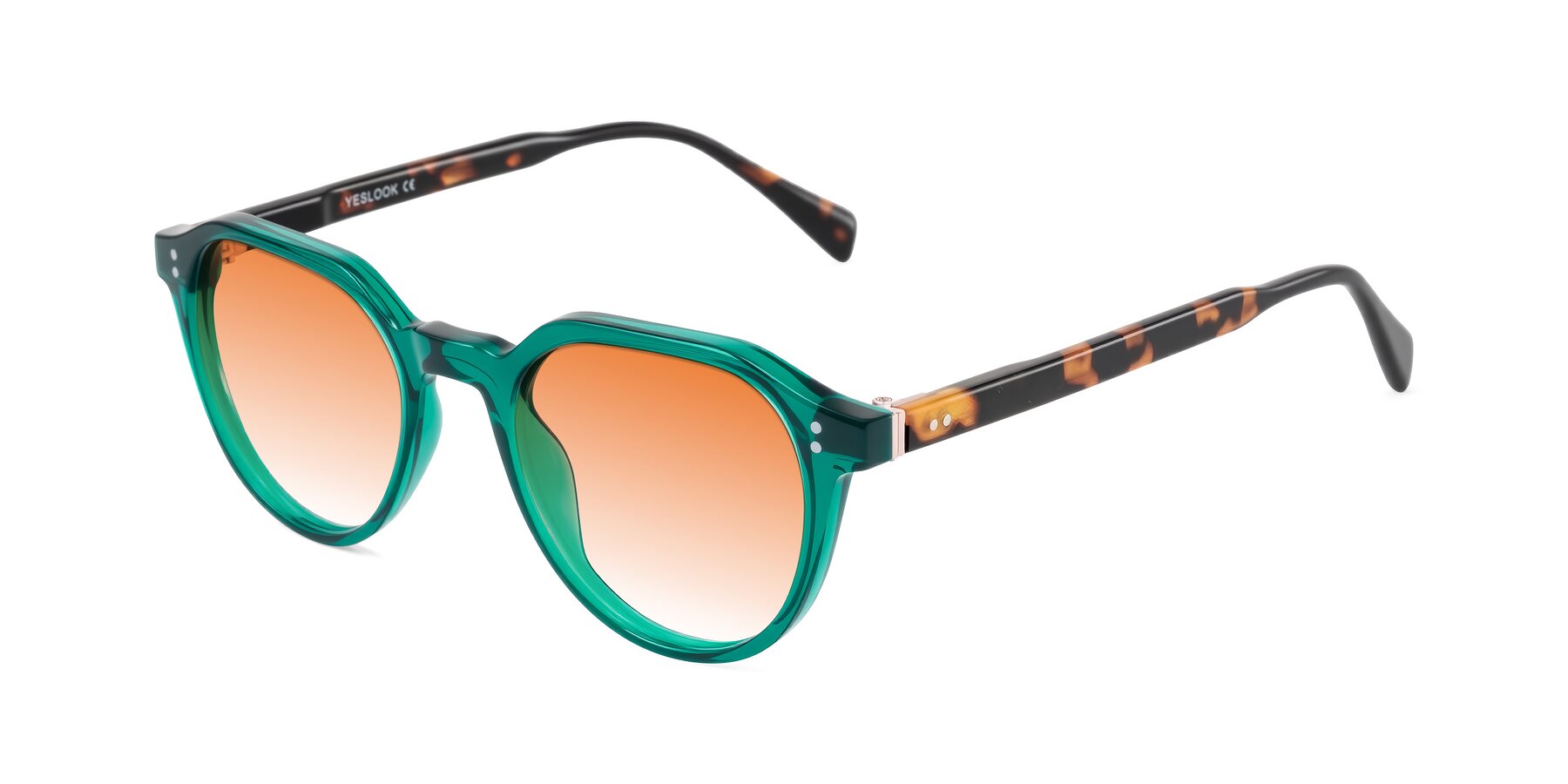 Angle of Cotaii in Emerald/Tortoise with Orange Gradient Lenses