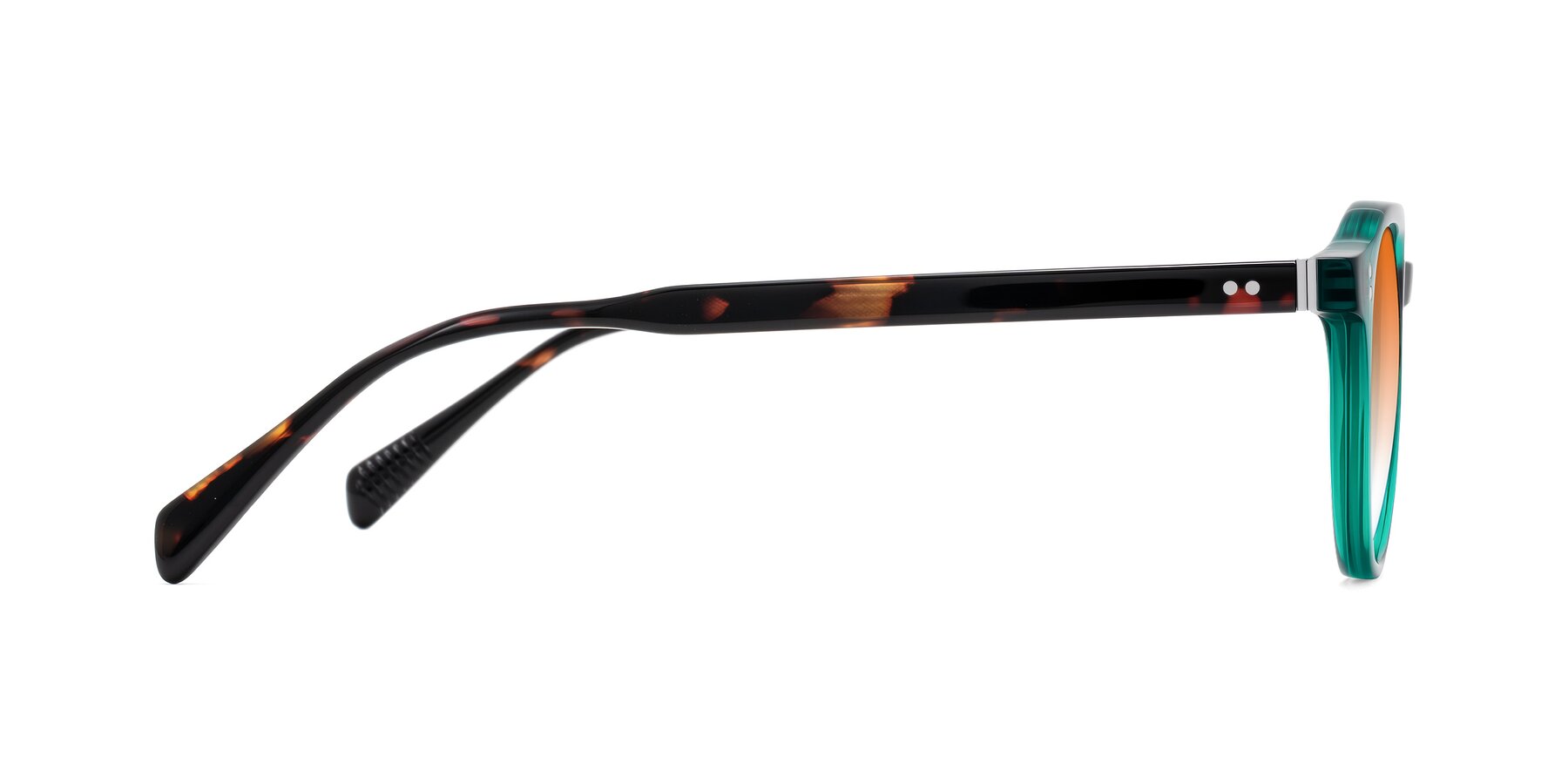 Side of Cotaii in Emerald/Tortoise with Orange Gradient Lenses
