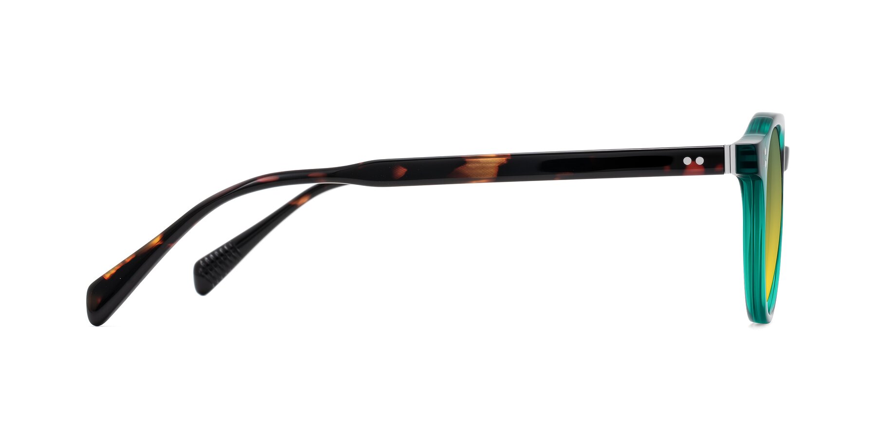 Side of Cotaii in Emerald/Tortoise with Green / Yellow Gradient Lenses