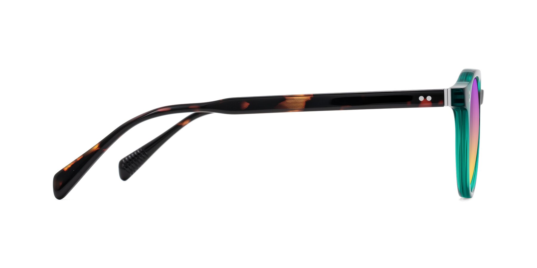 Side of Cotaii in Emerald/Tortoise with Purple / Yellow Gradient Lenses