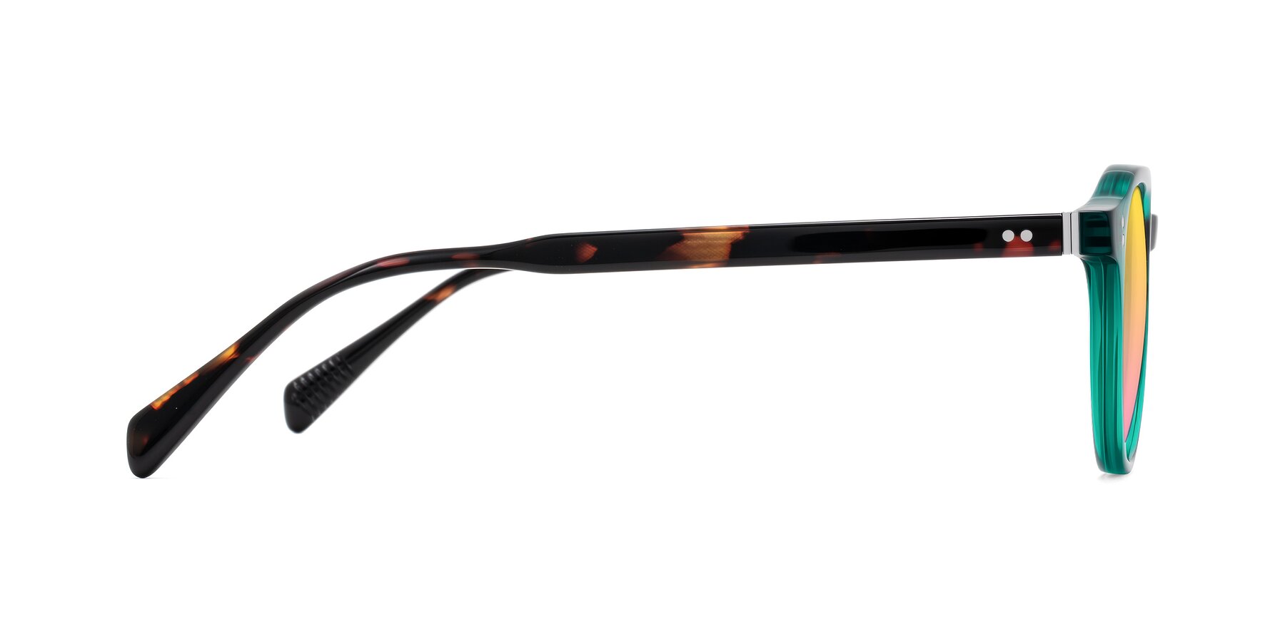 Side of Cotaii in Emerald/Tortoise with Yellow / Pink Gradient Lenses