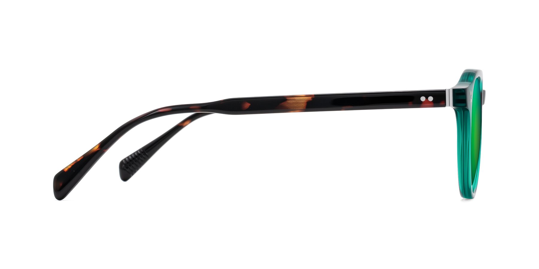 Side of Cotaii in Emerald/Tortoise with Green Mirrored Lenses