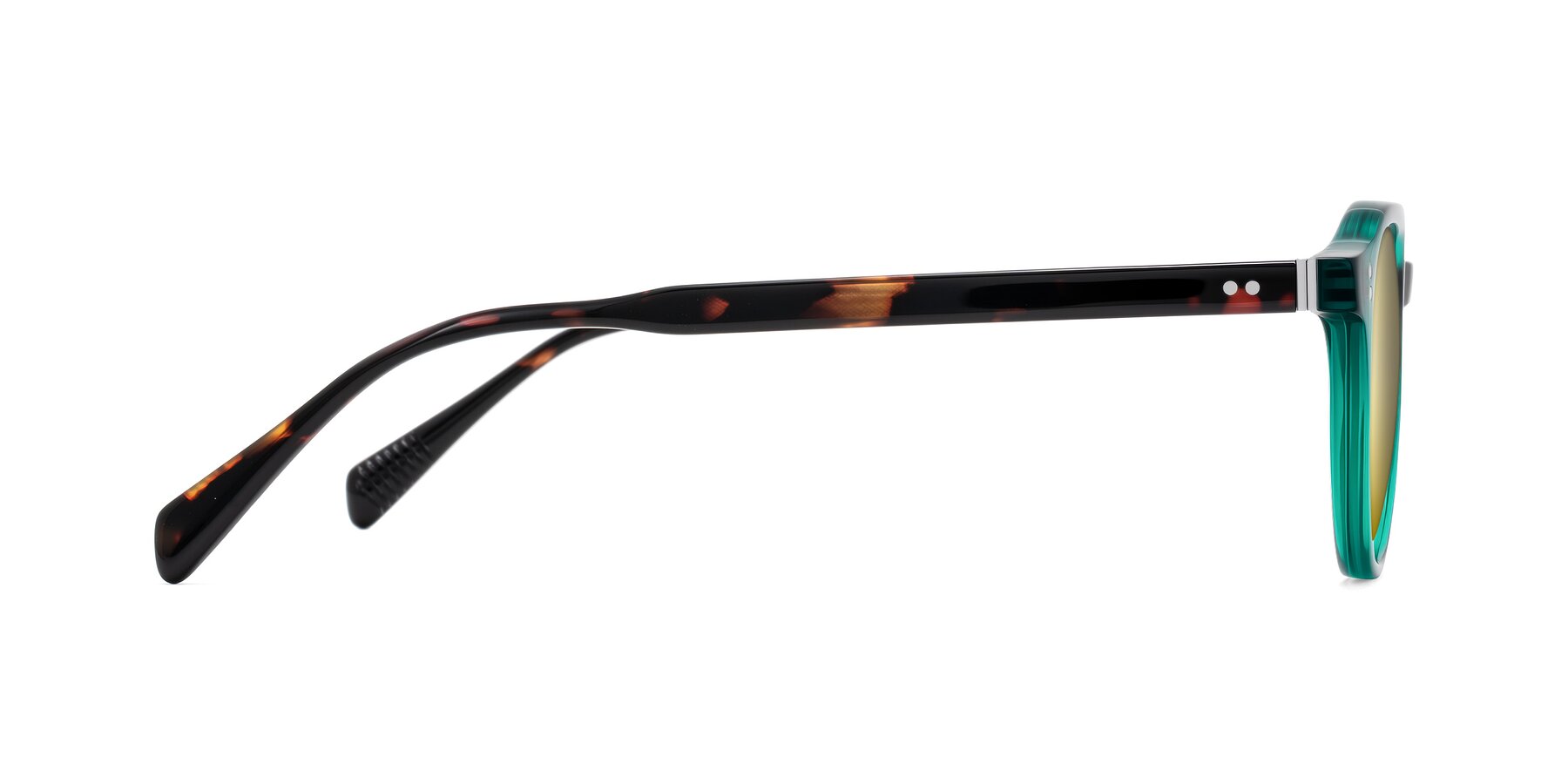 Side of Cotaii in Emerald/Tortoise with Gold Mirrored Lenses