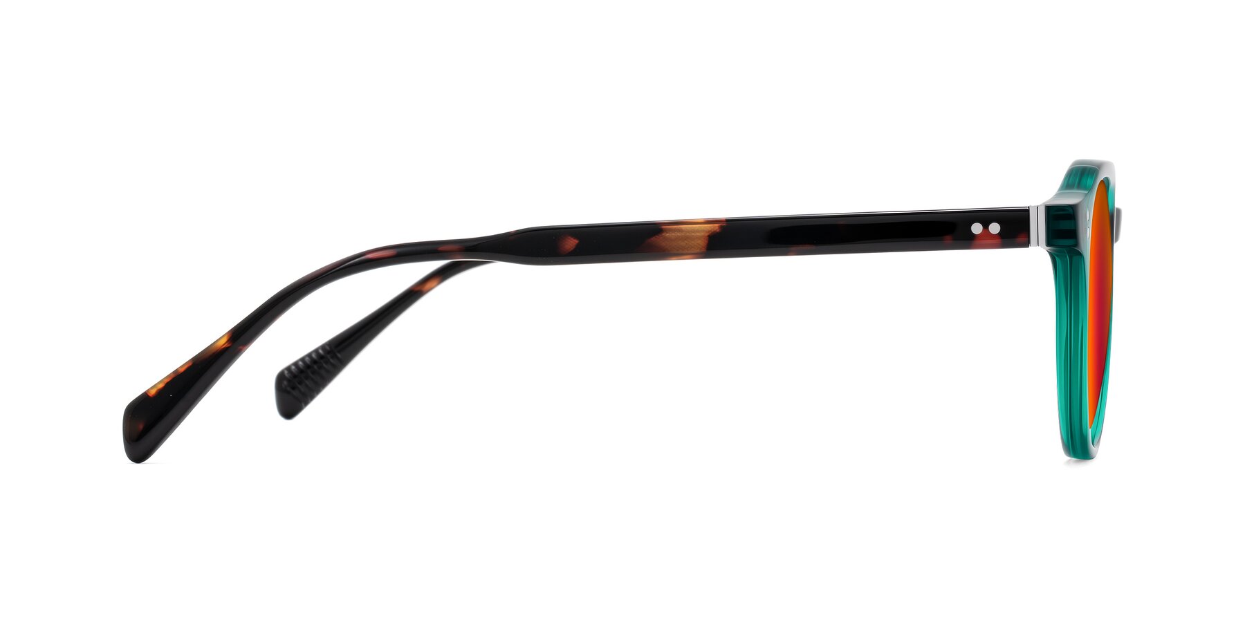 Side of Cotaii in Emerald/Tortoise with Red Gold Mirrored Lenses