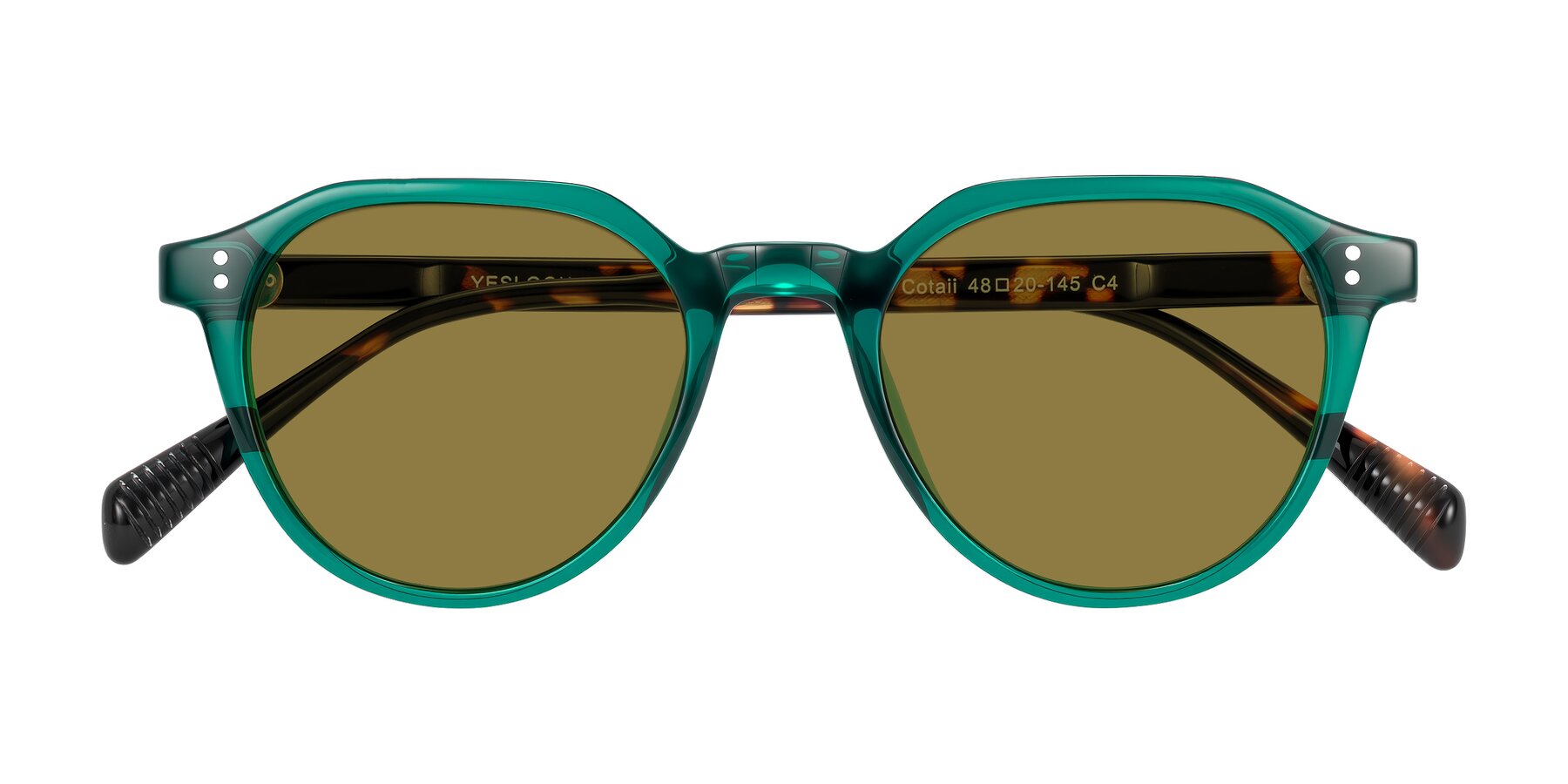Folded Front of Cotaii in Emerald/Tortoise with Brown Polarized Lenses